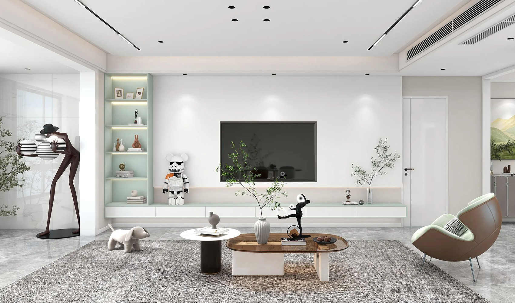 白色X薄荷色，室内设计的新风尚，旭泥艺术涂料开启家居新体验